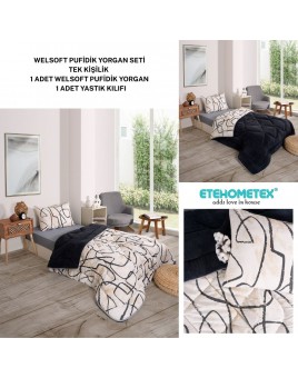 ETE HOMETEX TEK KİŞİLİK LÜX WELSOFT YORGAN EFEKT ANTRASİT 155X215CM 8696474231965
